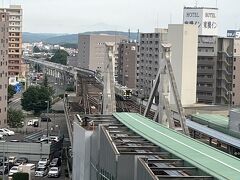 　2025年7月9日(水)晴れ　旅行4日目
　部屋の窓から、電車が入線するのが見えました。
　朝5時前、氷を貰いに行くと、カップが最後の一個。部屋に戻りフロントに電話。なんと1コールで出ました！24時間受付してるの？「はい、フロントでございます。」「製氷機の前のカップ、最後の一個を使ってしまいました、補充お願いします。」「ありがとうございます。」と、先ほどとは明らかに声の調子が違う。多分受話機に出た部屋番号を見て、こんな早朝から、今度は何の苦情だよ？と思って出たら補充依頼で、ほっとしたという所でしょう。昨日の電球事件はあったけど、まあ、これくらいなら、私、このホテルでクレイマーリストには載らないよね？
  朝風呂、朝シャン、朝食ブッフェ。出発は8：30。
