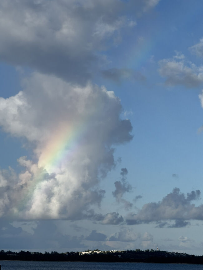 虹が出てました。<br />ボーイさんはスリランカの方とルーマニアの方がお世話してくれましたが東欧からバミューダーに？スリランカの方にはシギリヤが良かったぁ～と伝え、ルーマニアの方にはこの間行ったぁ～と話したらルーマニアでサルマーレ食べた？と聞かれました。ルーマニアではインスタ映えのお洒落カフェでランチをしてお味はイマイチだったのですが・・・「美味しいわね」と言っておいたら「ママの作る料理が懐かしい」と言ってました。そうだよねぇ・・・私も和食が食べたい。