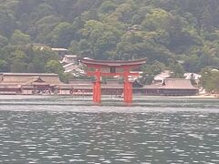 大鳥居航路を通る宮島フェリー。