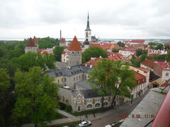 　まずタリン駅近くから見える高台の展望台階段で登りました。旧市街を一望しました。