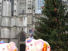 ノートルダム大聖堂の前にはなんともアジアンちっくな象の像がツリーといっしょにおりまして、ん～、なんだろ、この象。