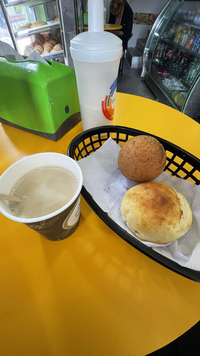 さて。メデジンでの１週間。コムナ１３とカフェ以外は、ボテロ広場と植物園に行きました。ボテロ広場はとにかく人が多かった！そして暇だったので植物園行ってみましたが特に何もなく、周りの治安微妙そうだったのでこればスキップしても良いかと。<br /><br />で、その後はグアタペにバスで移動。<br />日帰りでも行けますが、グアタペの次は飛行機移動なのでグアタペには泊まりで行きました。空港はメデジンとグアタペの間、真ん中よりちょっとグアタペ寄りにあります。<br /><br />で、翌日は早起きしてローカルパン屋で朝ごはんして、グアタペの悪魔の岩に行きました。<br />グアタペもサレント並みに小さな村です。<br />広場でトゥクトゥク拾って、岩（ピエドラ？って聞いてきます）まで乗せてもらいました。