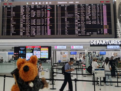 第二ターミナルに戻り、カードラウンジでビールで乾杯。
今回も昨年同様　マレーシア航空MH071便→クアラルンプール乗り継ぎMH0715便　バリへ。
チェックインカウンターはP　20時受付開始予定でしたが、19時半ごろ
オープンしチェックイン。（Webチェックインは済ませてあるので、ビジネスカウンターで荷物預け。ビジネスクラスではないのですが、Flex Economy のチケットはビジネスカウンターで手続きできるので行列知らず）。
自動チェックイン機を使用した人は、baggege dropと表示されたラインに並ぶようです。