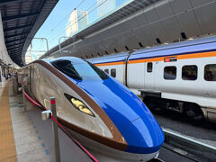 東京駅７時２４分発の新幹線。

この列車、先日軽井沢に行った時と同じか？

車内は東京駅ではそれ程の込み具合では無かったけど上野や大宮辺りで一杯になってきて。
それで、結局軽井沢でめっちゃ下車される方が多くて。

軽井沢は避暑地では無くて観光地だなと思った訳です。