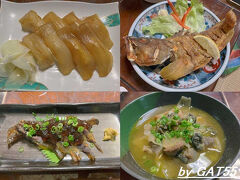 夕食は丸丈で腹ごしらえ。割り勘で3800円なり。
海の幸を美味しく頂きました。もちろん海亀も。