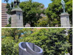 大通公園西10丁目にあるホーレス・ケプロン像と黒田清隆像。
北海道開拓の功労者。北海道の開拓100周年記念に設置されたもの。

大通公園西9丁目と8丁目の中間に設置のブラック・スライド・マントラ。
イサム・ノグチのアートな滑り台。