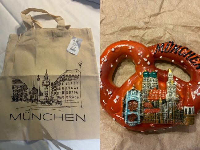 ミュンヘンのトートバッグ　２.９５ユーロ<br />マグネット　５.95ユーロ