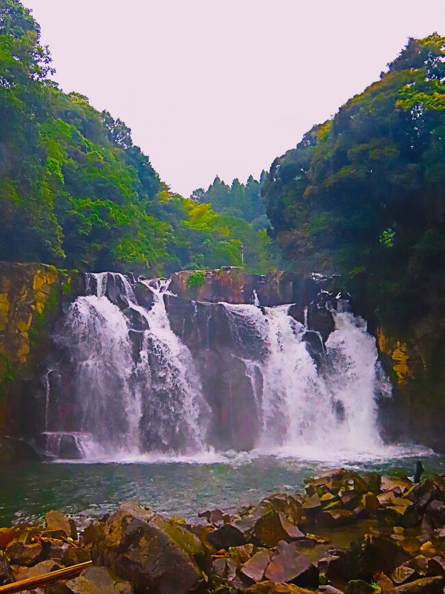 宮崎残暑16 関之尾滝（幅40m/落差18m）小雨の大滝 ☆溶結凝灰岩
