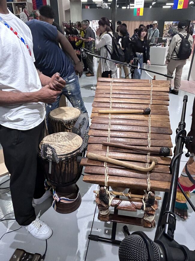 西アフリカの木琴「バラフォン」。<br />木片の下には共鳴用のひょうたんがが取り付けてある。