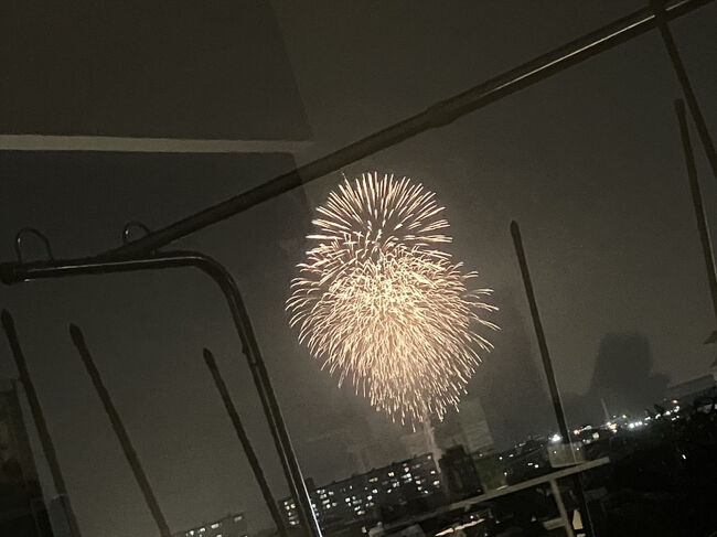 はなび～<br />暑いのにダリルさんがベランダに出て撮ってくれたのをもらいました<br />（以下同様）