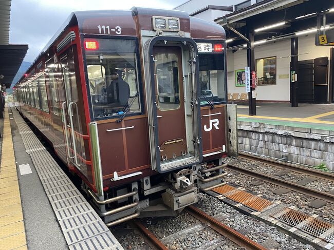 見慣れぬレトロ風気動車。快速ゆけむり号みたいです。