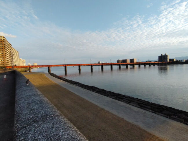 大淀大橋からは下流にあるJR日豊本線の鉄橋を見ることが出来ます。<br /><br />左側がJR宮崎駅方向です。