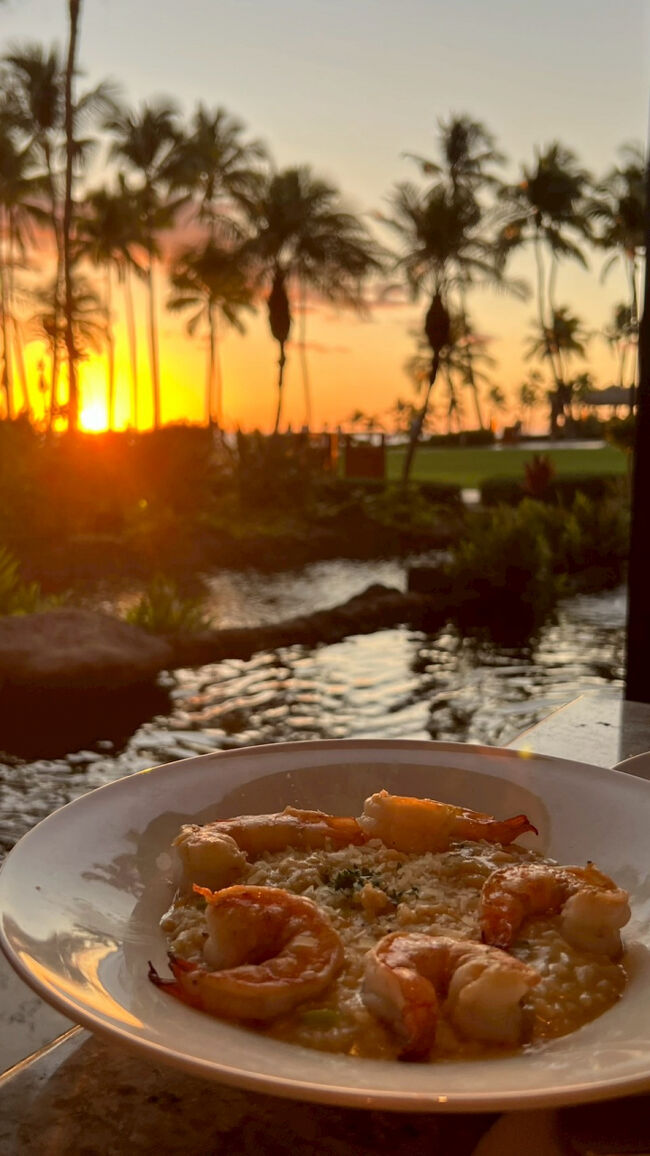 SHRIMP RISOTTO ＄48<br />サンセットに合わせて～リゾットが届きました。