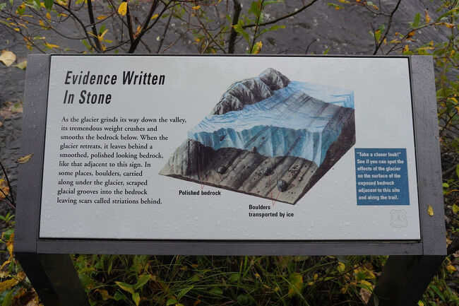 氷河が谷を下って行くにつれてその巨大な重みでしたの岩盤は押しつぶされて滑らかになります。そして氷河が後退すると滑らかになった岩盤が残ります。