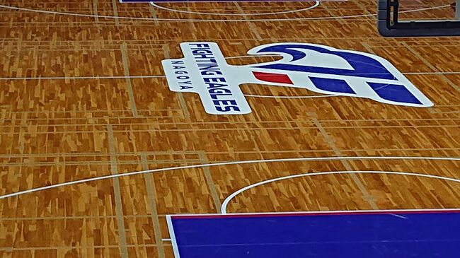 自席である、「フィーバーエントリーシート(ゴール裏2階席)」から眺めたコート。結構見易かったです。