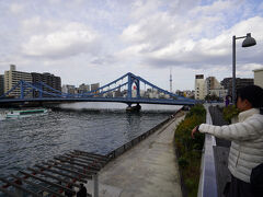 カワテラスからの清洲橋、スカイツリー、遊覧船、U子様の絶景です！！