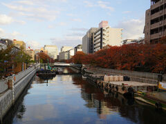 清澄白河から一駅電車移動し、門前仲町駅へ
大横川沿いは見事に紅葉していました。