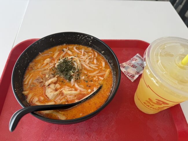 ラクサ小サイズ　10、3ドル<br />しっかりエビが入っていて別添のソースを入れなくてもかなり辛い。<br />具材に多分カキが入っていて魚介の味が濃厚でした！<br /><br />次の土地へ移動<br /><br />マリンパレード→乗り換えでラッフルズプレイス<br /><br />