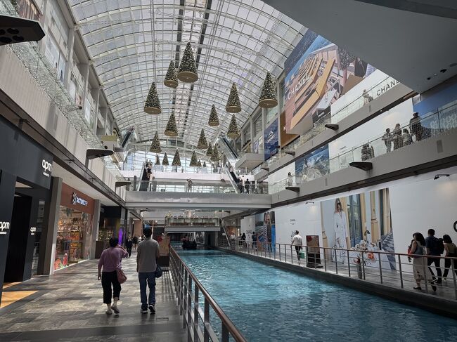 マリーナベイサンズのショッピング街<br />広ーいショッピングモールって感じ