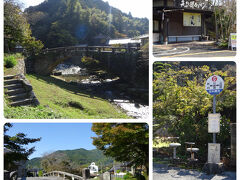 城下町の路地を散策しながら、秋月の目鏡橋(ﾒｶﾞﾈﾊﾞｼ)にやってきました。花崗岩で作られたオランダ風アーチ橋で、両側が階段式になった全国唯一の石橋です。

目鏡橋バス停から路線バスに乗って甘木駅まで戻ります。

目鏡橋 10:50 → 甘鉄甘木駅前 11:07 (320円)

周辺にはカレーパンが人気のパン屋さん「月の峠」や、注文を受けてから作る葛切りが絶品だという「廣久葛本舗」の甘味処もありますが、いずれも11時からの営業なので、次回のお楽しみに取っておきます。杉の馬場周辺のお店も11時からというところがあったので、散策以外の楽しみも…という方は11時以降の訪問がオススメです。