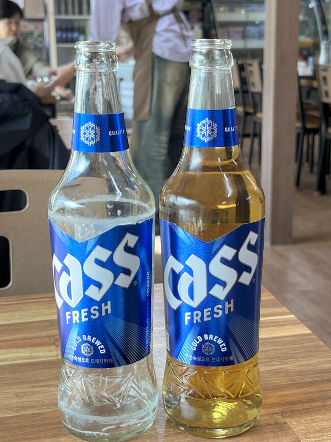 おいしいお食事にビールがすすむ<br />２本目お願いします