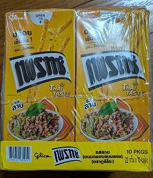 酒好きの人へのお土産でラープ味のプリッツ。<br />味見してみましたが、カレーは中辛でも反応してしまう、私には致死量でした。<br />辛み苦手な方にはおすすめできません。<br />フランス人（辛さ苦手）にもNGです。