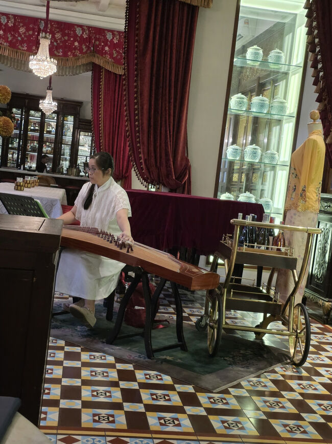 食事中琴の演奏が始まりました