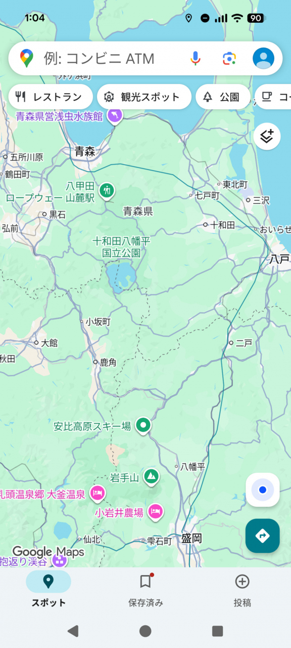 ただ十和田湖は青森と秋田の県境にある、隔絶された地。<br />この日は少なくとも盛岡まで到達する予定でしたが、ここから山間を車で3時間の距離。日も暮れ、真っ暗闇の峠道を走っていくには体力的にも精神的にも限界でした、、<br /><br />さらにこの日は日曜日。仕事用のPCを持ってきていないため明朝には一旦東京へ戻る必要があるのですが、十和田湖はどの都市からも遠く、青森や八戸など既に通ってきた都市へ戻るのは気が向かず、、<br /><br />当初の行程ではここから南に鹿角の方へ下るつもりでしたが、迷いに迷った末、北西にある弘前へ向かうことにしました。