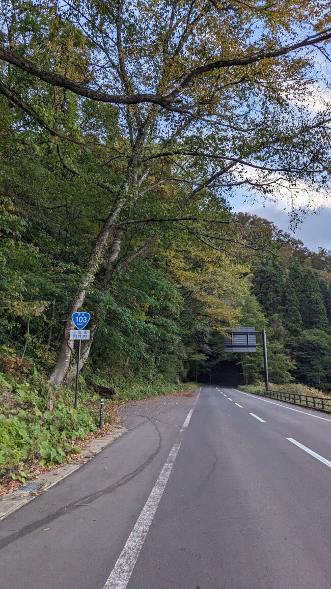 道の駅から少し立ち寄り、国道103号の急坂を登っていきます。