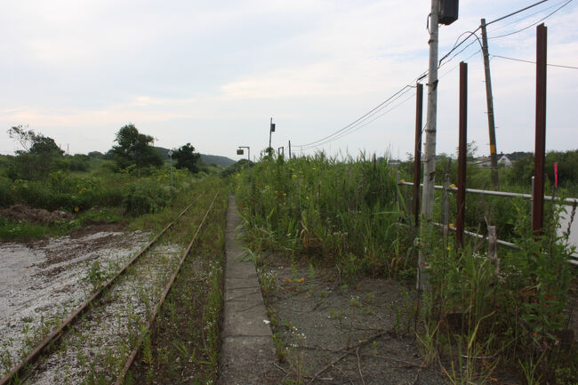 汐見駅跡。<br />ホームを撮りました。<br />待合所があった場所から奥は、すっかり草に埋もれていました。