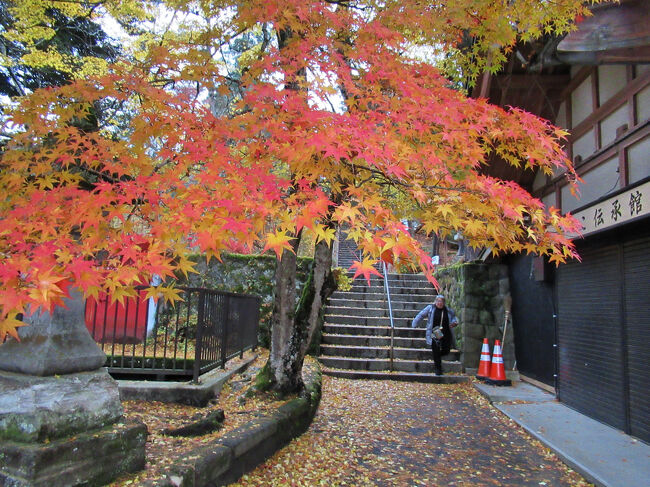 更に石段を下りると、見事な紅葉。