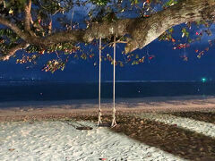 海沿いのブランコ、昼間は犬がたくさんいましたが、さすがに夜になるとおらず。