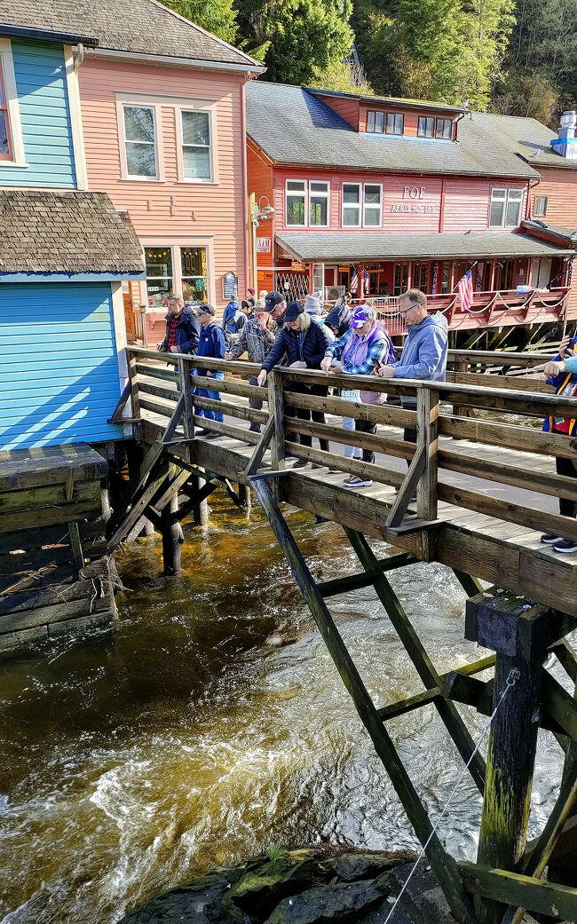 ケチカン・クリークの東側にある高い斜面に高床式の木道が設置されています。kono<br />クリーク・ストリートは2014年に国の歴史登録財に登録されました。