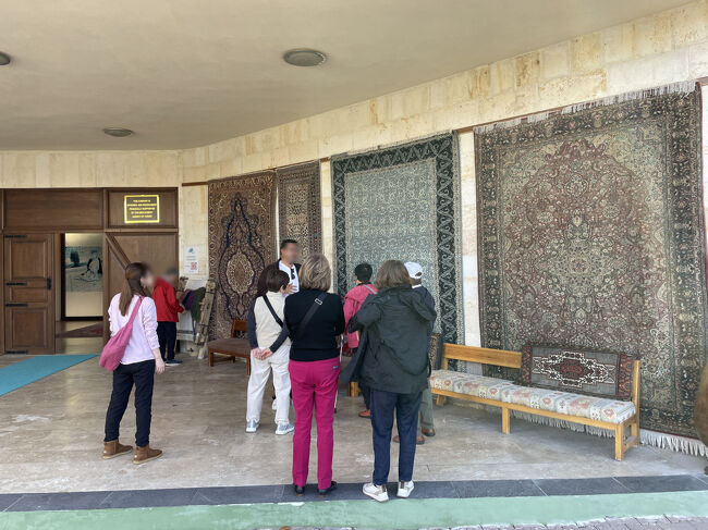 トルコ絨毯のお店入り口で解説を受け<br />