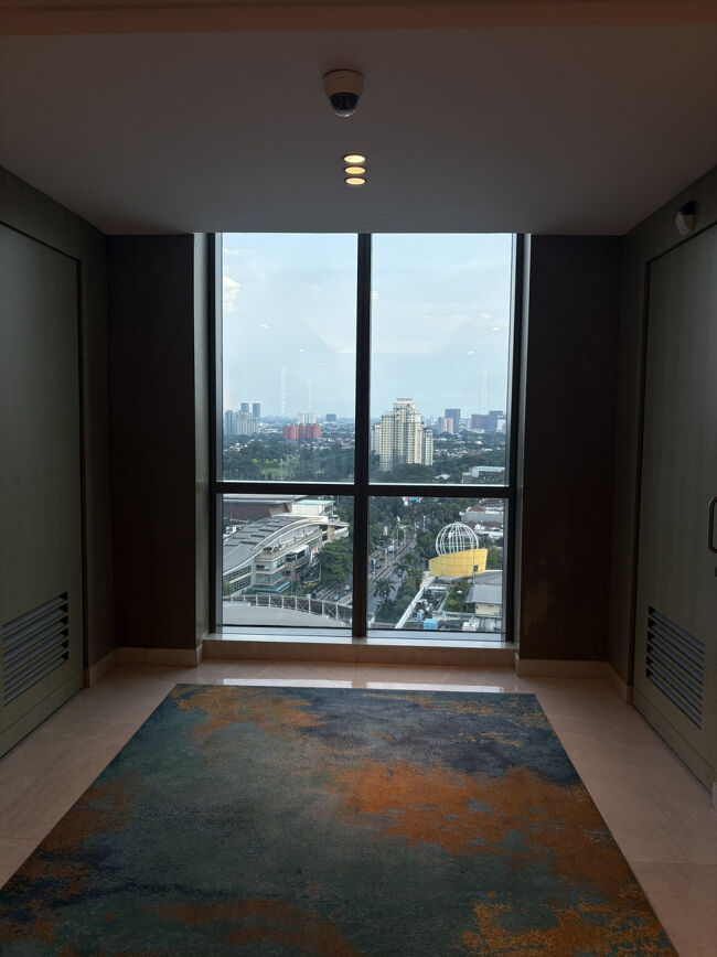 ではちょっと早いけど、夕食を食べに行こう。<br /><br />ホテルのエレベーターホール