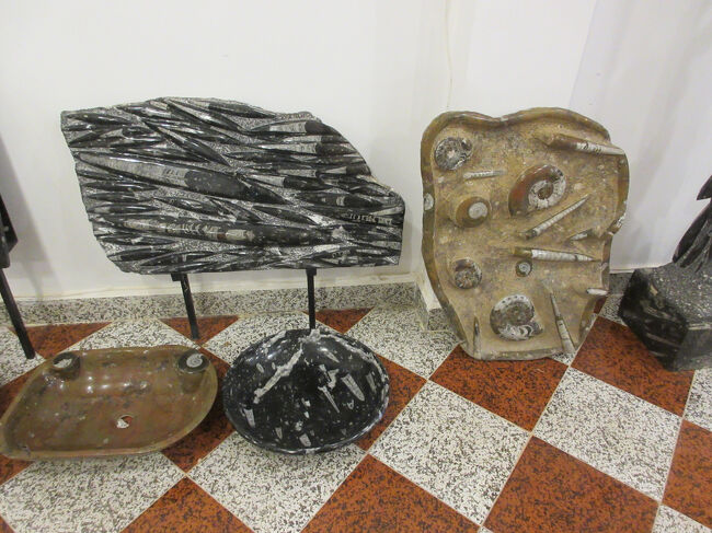 化石加工工場のショップ。