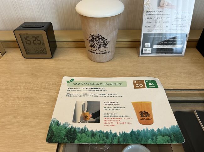 各階のエレベーターホールに浄水器があるので、タンブラーを使ってお水をもらってきます。