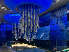 オールド・ドバイへ行くため、ブルジュマーン駅で下車。
駅構内も近未来的。一瞬クラゲに見えた照明器具？アート作品？
綺麗なトイレもあり、行っとくことに。
