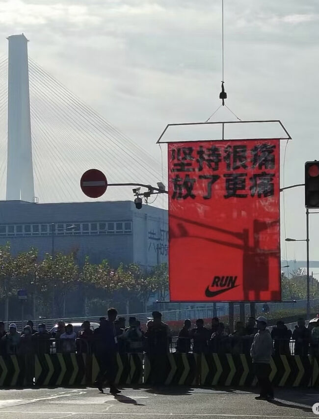 続けるのは痛いけど、止めるのはもっと痛い。<br />32~33㎞位だったかな。<br /><br />そうなんですよね。やっぱりここでは止められない。<br />このメッセージを見たら、まだ10km有るけど頑張ろうと励まされます。