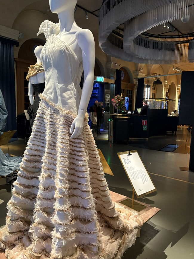 ノーベル賞受賞テーマをドレスで表現したとのこと。これは経済学賞だったかな？