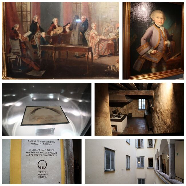 幼少期のモーツァルトがピアノを弾いている姿<br />モーツァルトの髪の毛!!も展示してありました