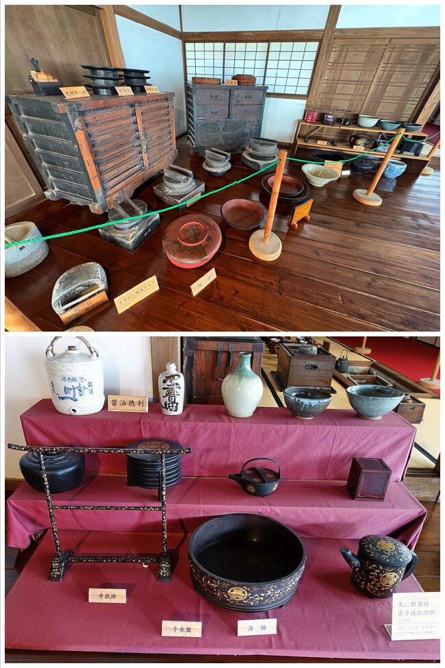 土間・溜まり・料理の間・配膳の間で構成された「台所」・・・ここで数十人の食事を作っていました。<br />太い柱と天井のない吹き抜けの構造が、雪国・会津の厳しさを物語っています。