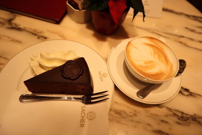 ザッハトルテとカプチーノ<br />濃厚過ぎるチョコレートにうまっ!!<br />何%のカカオ使ってるのと聞きたくなります