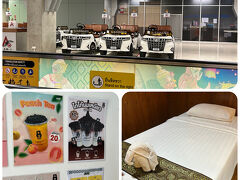 DAY 2
南京発バンコク行きは22:00発の予定でしたが、ディレイで翌0:30頃の出発になり、娘が眠くならないか心配でしたが、キッズスペースなどで搭乗まで元気に遊び、飛行機に乗った途端爆睡でした。

スワンナプームには3:50頃到着、ホテルの迎え5:15分頃まで娘を制限区域内のソファで寝かせながら過ごしました。自分1人なら空港泊でパタヤに向かいますが今回は空港近くの宿を取りました。

写真は空港で見たアルファード風カート、ホテル近くのドリンク屋さんのメニュー（安くて美味しかった）、象の形に畳んだタオルが可愛いホテルのベッド。

オーキッドリゾート
Agoda 3808円　空港往復300バーツ
