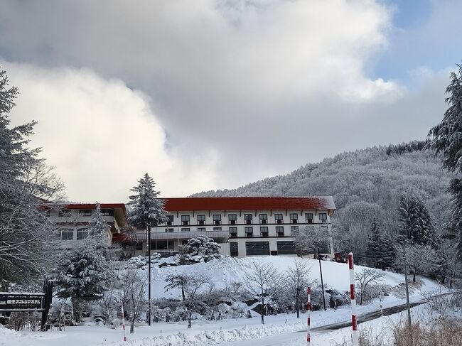仙台で4WDのスタットレス車を借りて、蔵王温泉アストリアホテルに到着。すっかり銀世界。