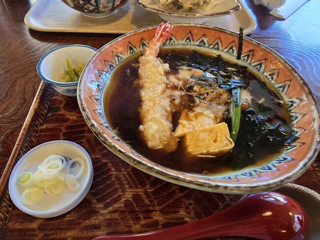 とろろと天ぷらの温かい蕎麦。品良く美味しい。