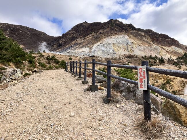 【ここから砂利道】<br />温泉成分のせいなのか、木はおろか草もまばら。<br />それにしても、こんな山登りとは思ってなかった！翌日お尻がほんのり筋肉痛になりました。