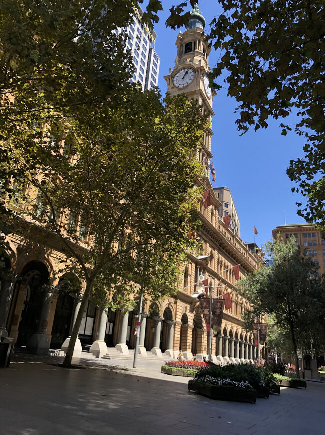 此方はシドニーの金融ビジネスの中心地のMartin Placeに面して建っている背の高い時計塔を持つ歴史的建築物の中央郵便局になります。<br /><br />現在もGeorge Street側の1階の角には郵便局が入店して業務をしています。<br /><br />石造建造物の堂々とした造りのジェネラル ポスト オフィスで外壁の修理と修繕を終えて現在ビル全体が足場と保護シートが外され見違える様になりました。<br /><br />