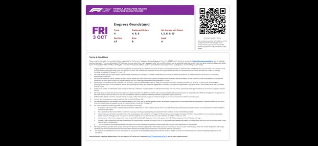 チケットはKKdayという業者を通じて購入しました。日本語で対応してくれるのは助かるのですが、何ともお粗末な対応振りでした。具体的に書き始めると終わらないため敢えて触れませんが、二度と使うまいと思いました。<br /><br />入場チケットは、QRコード付きのPDFファイルがeメールで送られてきて、これをゲートで提示して入場するというものでした。GPは３日間に亘って開催されますが、１日毎に３枚のチケットを貰いました。入退場は何度でも出来ました。