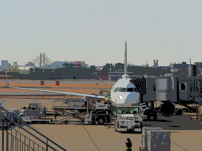 ■□■□■12/10(水)１日目<br />□■□■□伊丹空港<br />■□■□■ANA 745便　A321<br /><br />朝ドラ「ばけばけ」の主題歌<br />「笑ったり転んだり」の２番<br />って、みんな知ってるよね～<br /><br />♪日に日にマイルが悪くなる<br />　気のせいか　そうじゃない<br />　使わなダメだと焦ったり<br />　予約をしなきゃと座ったり<br /><br />♪マイルがとても少ないね<br />　使えないかもしれないね<br /><br />♪予約取れるか　どこに行けるか<br />　分からぬままマイル貯め<br />　行ける場所などとうに無くした<br />　マイルの改悪　嘆くだけ<br /><br />今回は特典航空券じゃないけど、日々マイルの改悪進んでるよね。<br />今じゃ趣味でプラチナ維持できる人なら、普通に有償でアッパークラス乗れちゃうと思うんだけどね。<br />…よう知らんけど～～(￣▽￣)<br />